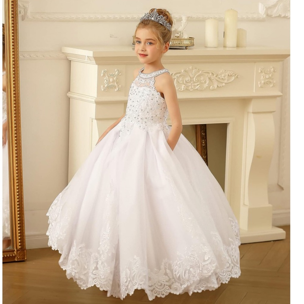GIRLS WHITE DRESS - Picture 3 of 6